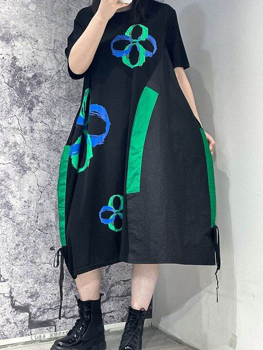 xitao-dress-loose-fashion-casual-women-flower-print-t-shirt-dress