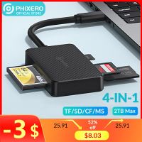 PHIXERO USB ตัวอ่านการ์ดความจำชนิด C 3.0อะแดปเตอร์หลายตัวสำหรับไมโคร SD SDHC SDHC MMC TF CF MS Pro สวิตช์กล้องไม้เท้าคู่