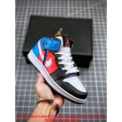 [HOT] ✅Original NK* Ar J0dn 1 Mid Game Time Black Red Blue Basketball Shoes Skateboard Shoes{Free Shipping}