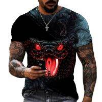 2022 Spring And Summer New Short-sleeved Python Mad Python Viper 3D Printed T-shirt Street Fashion Brand Lycra Polyester Top