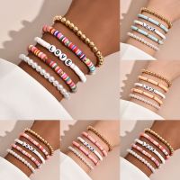 【CW】❧  Colorful Stackable for soft clay pottery Layering Beads Chain Bangle Boho Jewelry