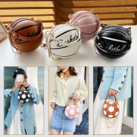 Fashion Basketball Football Round Shaped Shoulder Bags for Women Chain Casual Zipper Totes ePU Leather Messenger Crossbody Bag