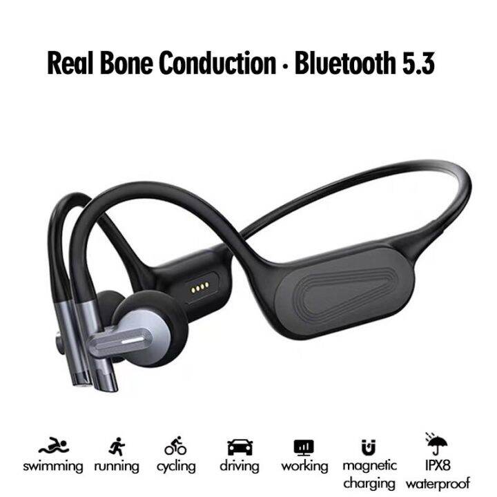 2023 Real Bone Conduction Headphones Bluetooth 5.3 Open Ear Swimming