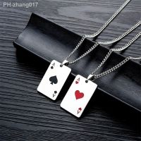 Fashion Playing Card Pendant Necklace Unisex Lucky Ace of Spades Charms Choker Hip Hop Sweater Chain For Boys Men Jewelry Gifts