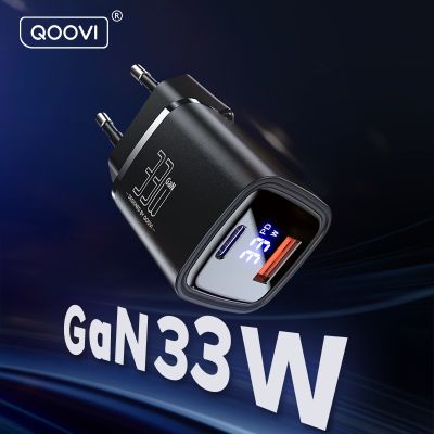 QOOVI 33W อุปกรณ์ชาร์จ Gan USB Type C อะแดปเตอร์เครื่องชาร์จเร็วเครื่องชาร์จติดผนัง PD USB-C QC3.0 PD