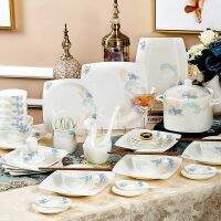 （HOT) Jingdezhen เซรามิกบนโต๊ะอาหารโรงงานขายส่งกระดูกจีนจานชุดของขวัญที่บ้าน LOGO ชุดช้อนส้อม