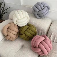 【CW】Hand Knot Cushion Sofa Throw Pillow Soft Round Handmade Knotted Ball Waist Back Knotted Cushion Stuffed Pillow Home Decor