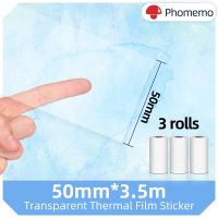 ┇ Phomemo 3 Rolls 50mmx3.5M Black on Transparent Self-adhesive Thermal Paper BPA-Free Sticker For M02 Series Mini Protable Printer