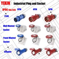 MN Industrial Plug and Socket 16A 32A 3 pin 4 pin 5 pin ip44 Wall Mounted Socket Panel Mounted Coupler 220V 380V 415V