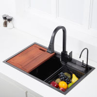 Black sink single kitchen sink vegetable washing basin With cutting board stainless steel pia black sink Harbor Sink