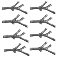 8 Pack Twig Branch Cabinet Knobs - Zinc Alloy Vintage Tree Drawer Pull Handles for Farmhouse Cabin Mountain House Kitchen Cupboard Dresser Wardrobe Closet (Silver)