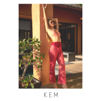 Kemissara Bella Leisure Pants Red Lace Wrap Waist Semi See-Through กางเกงผูกเอว กางเกงเล กางเกงใส่เล่น กางเกงใส่สบาย ทรงชิวโปร่งบาง