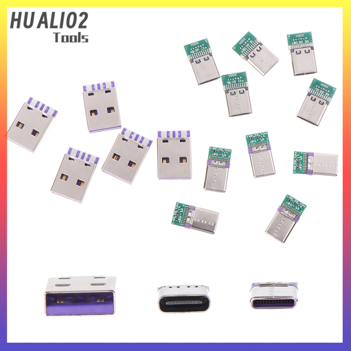 huali02-อะแดปเตอร์12-24พินตัวเมีย-ตัวผู้ต่อกับลวดและสายเคเบิลรองรับบอร์ด-pcb-5ชิ้น-usb-3-1ชนิด-c