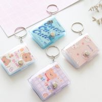 INS Jelly Color Mini 1 Inch 2 Inch Photo Album 16 Pockets Shiny Transparent ID Card Holder Keychain Keyring