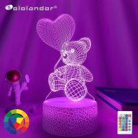 ♛℡ Balloon Bear 3d Night Light Bear with Heart Led Touch Switch Colorful Atmosphere for Home Decoration Light Table Lamp Bedside