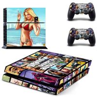 PS4 PS4ไวนิล GTA 5 Decal คอนโซลคอนโทรลเลอร์สำหรับ Sticker V 2สกินสติ๊กเกอร์4และ Theft Skin อุปกรณ์เสริมทีวีรถยนต์