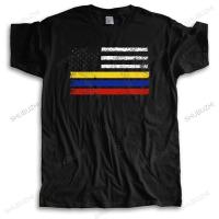 Tshirt Cotton Tees Colombian American Flag Usa Colombia Arrive Teeshirt For Men Gift Drop