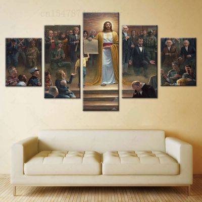 5แผงคริสเตียนพระเยซูภาพ Backg ภาพวาดตกแต่งผ้าใบสำหรับบ้านห้องนั่งเล่นสำนักงานรูปภาพศาสนาคริสต์ผู้ติดตามตกแต่ง