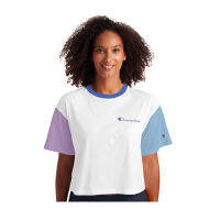 CHAMPION WOMEN - US เสื้อยืดแขนสั้นผู้หญิง-ไซส์ยุโรป CROPPED GRAPHIC TEE  W5950B 586160-ATDG