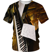 2023 Piano score  Piano Music 3D Printed T-shirt Men Women Hip Hop Fashion Casual Short Sleeve T Shirt    002