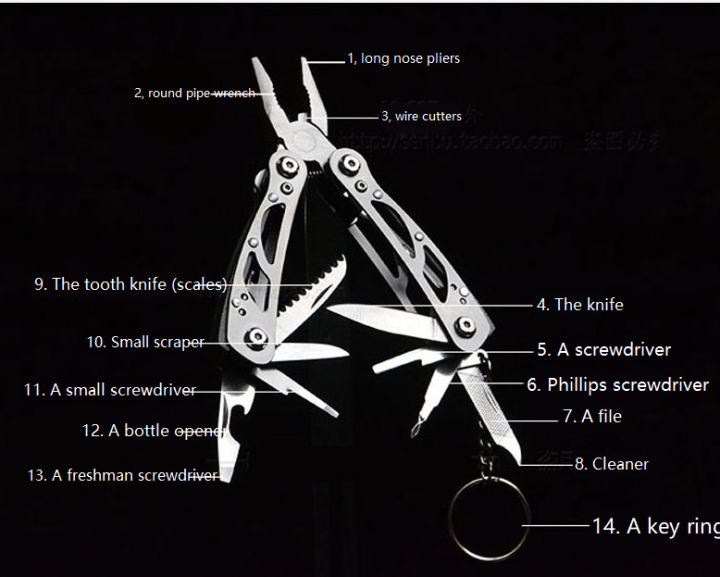 13in1 Multitools Folding Plier, Multipurpose Outdoor Survival Portable Multi Tool Set