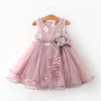 Lace Little Princess Dresses Summer Solid Sleeveless Tulle Tutu Dresses For Girls 2 3 4 5 6 Years Clothes Party Pageant Vestidos