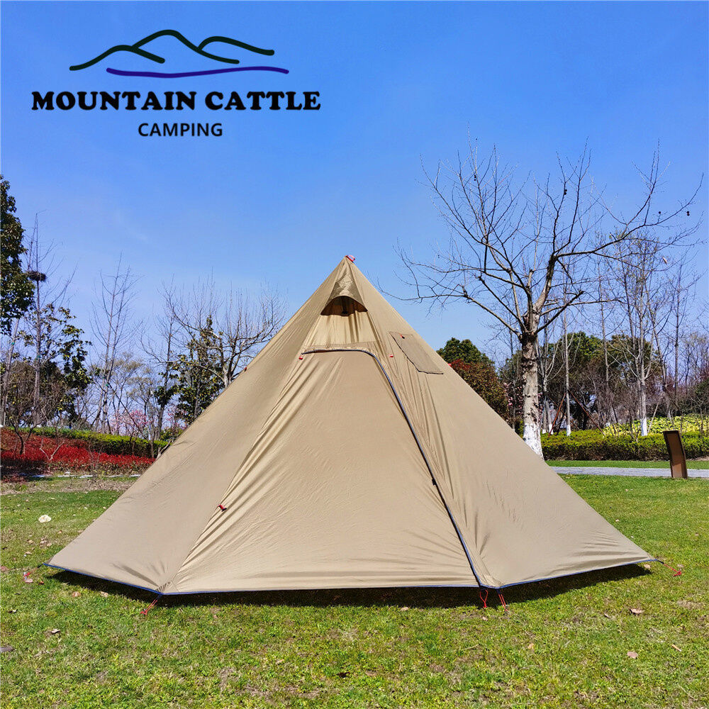 Camping Pyramid Tent 2.2m Backpacking Outdoor Awnings Cooking Shelter 4-5 Person 