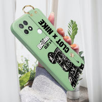 เคสโทรศัพท์สำหรับ OPPO A15 OPPO A15S กรณี (สายรัดข้อมือ) แฟชั่นสีดำยี่ห้อหมีโทรศัพท์กรณี2021สินค้าใหม่ขอบสี่เหลี่ยม Liquid ปลอกซิลิโคนคลุมทั้งหมดกล้องกันกระแทกป้องกันกรณี