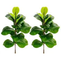 8X Artificial Plants Fiddle Leaf Fig Faux Ficus Lyrata Tree Fake Green Bushes Greenery for Garden Porch Window Box Decor