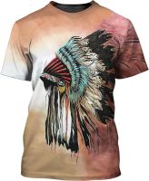 Native America Headdress Painting Design 3D Printed Men Women Fashionable Tshirt for Adults