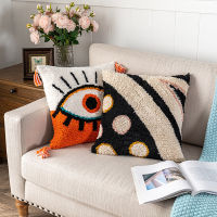 Black Lumbar Pillowcase 30X60CM for Bed Sofa Decorative Cushions Orange Big Eyes Tufted Home Decoration Pillowcase