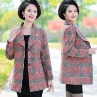 [COD] Mothers coat female spring and autumn 2021 new middle-aged elderly womens winter woolen foreign style windbreaker mid-length