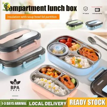 1250ml Lunch Box Food Grade Plastic Compartmentalized Microwaveable  Hermetic Bento Box With Cutlery School Office Lunch Bags