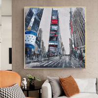 Barocco Abstract Blue Big City Building Hand Painted Oil Painting On Canvas Modern Building Wall Art For Home Bedroom Decoration