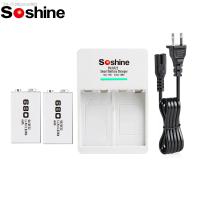 ncsr09 Soshine 2PC 6F22 9V 680mAh Rechargeable Battery and 2 Slots Smart Charger with LED 6F22 9 Volt Batteries for Metal Detector Toy