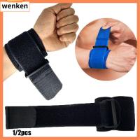 WENKEN 1/2pcs สีดำ สีน้ำเงิน อุปกรณ์กีฬายิม สายรั้ง รองรับข้อมือมือ แถบซับเหงื่อ Cotton ห่อปรับได้ สายรัดข้อมือสำหรับฝึกซ้อม