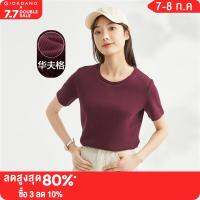 GIORDANO Women T-Shirts Solid Color Simple Basic Tee Summer Short Sleeve Crewneck Comfort Waffle Relaxed Casual Tshirts 05323452