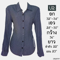 USED U2 - Black Graphic Top | เสื้อแขนยาวสีดำ สีขาว ลายกราฟฟิก เสื้อเชิ้ต ทรงใหญ่ ทำงาน แท้ มือสอง