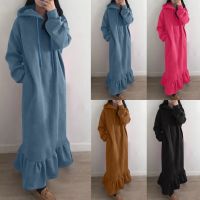 2023ใหม่แฟชั่น hooded sweatshirts ผู้หญิงสบายๆแขนยาว Maxi ชุดฤดูหนาวเสื้อผ้า vestidos WARM Robe Femme