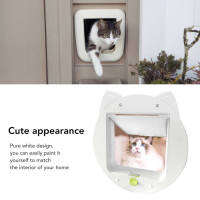 Cat Door 2 Way Lockable Weather Resistant Noiseless Pet Dog Door for Window Wall Interior Exterior White