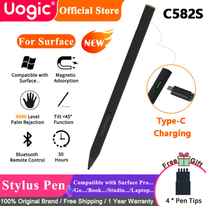 c582s-uogic-stylus-pen-for-surface-bluetooth-remote-control-and-shortcuts-4096-levels-of-pressure-sensitivity-palm-rejection