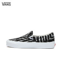 [กล่องเดิม] Vans รองเท้าผ้าใบส้นเตี้ยแบบสวม LX สำหรับผู้ชายและผู้หญิงสีดำและสีขาว VN0A45JK9S9