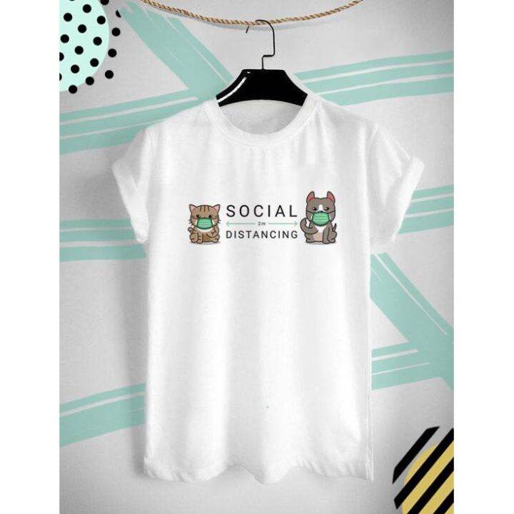 เสื้อยืดสกรีนลายsocial-distance