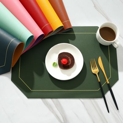 Pure Color Double-Layer Square Leather Placemat Nordic Ins Western Placemat Oil-Proof Table Mat PVC Plate Mat