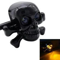 1 Pair Universal Motorcycle Skull LED Turn Signal Lights Indicators Chrome Cruiser Chopper Cafe Racer Atv Scooter