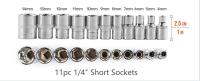 Hi-Spec 14 inch Drive Metric Deep Socket Set 4-14mm 6 Point Short Long Socket Ratchet Wrench Socket Set Head Sleeve Repair Tool