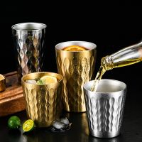 hotx【DT】 Pattern Beer Mugs for Thicken Wall Cold Drinks Cup Metal Wine Tumbler Bar Drinkware