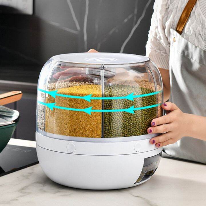 rice-dispenser-6-grid-12lbs-rotating-rice-dispenser-rice-amp-grain-storage-container-one-click-rice-output-for-grains