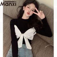 Manxi เสื้อเชิ้ตแขนยาว เสื้อไหมพรม 2023 ใหม่ เกาหลี น่ารัก ZT22112904