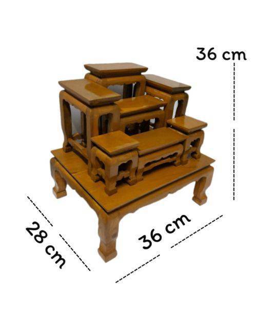 โต๊ะหมู่บูชา-หมู่-7-ขนาดความกว้างแต่ละโต๊ะ-3-นิ้ว-โต๊ะหมู่บูชาหมู่-7-หน้า-3-ไม้สัก-100-โต๊ะวางพระ